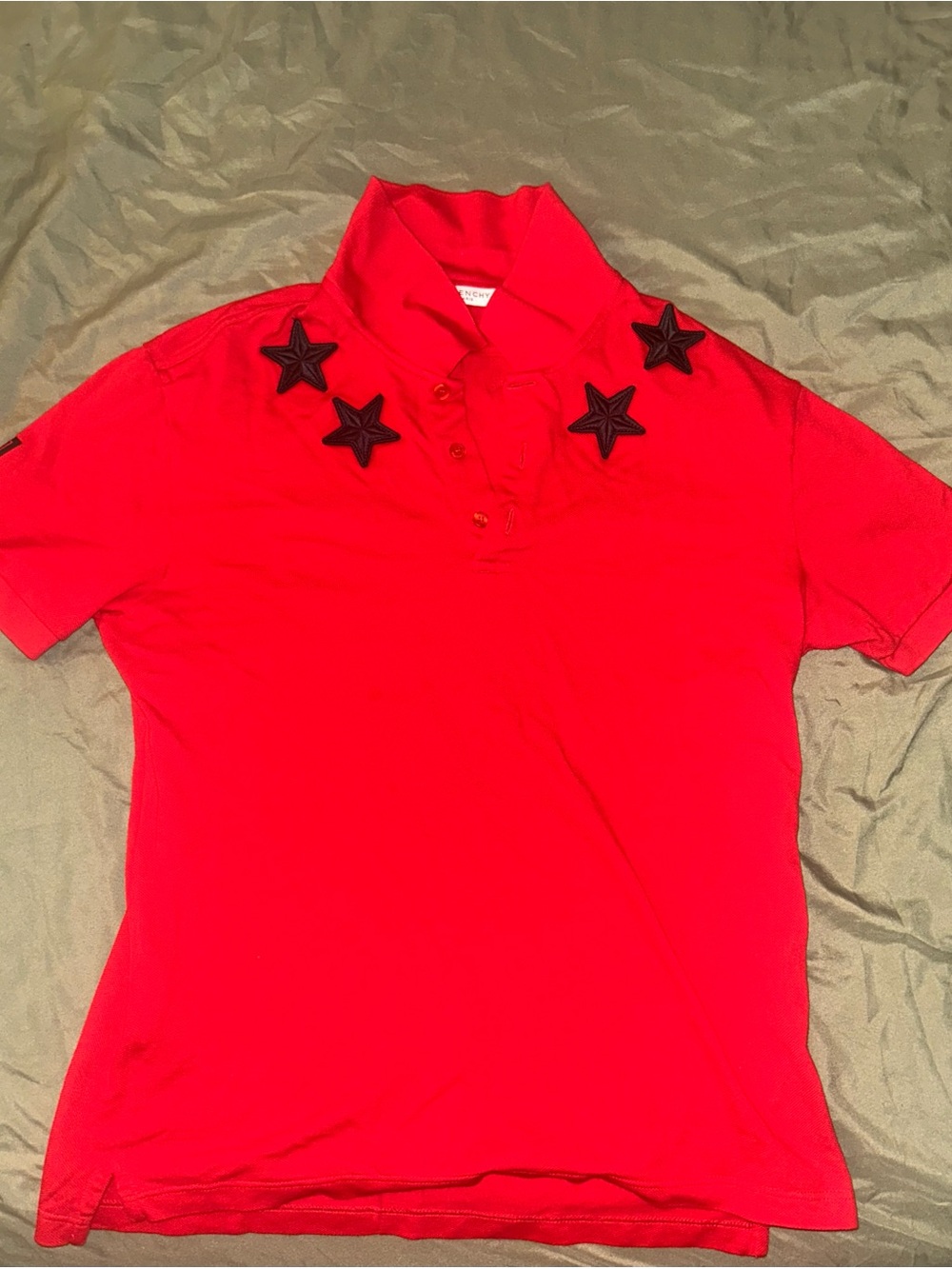 Givenchy Red Polo with Black Star Appliqués